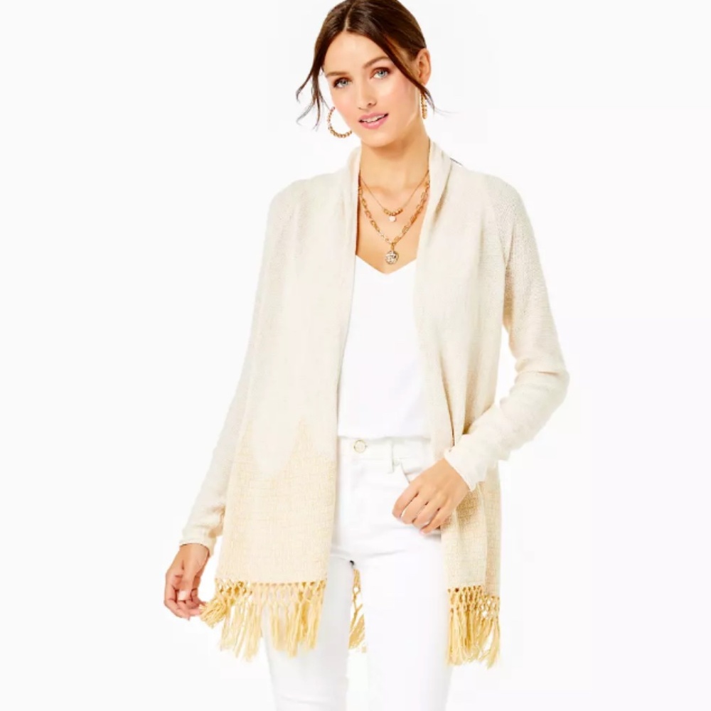 **SPRING CLEANING PRICE DROP **Lilly Pulitzer Tatum Long Fringe Cardigan S